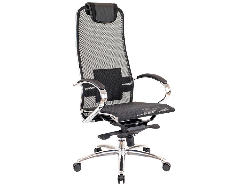 Офисное кресло руководителя Deco ткань-сетка черная